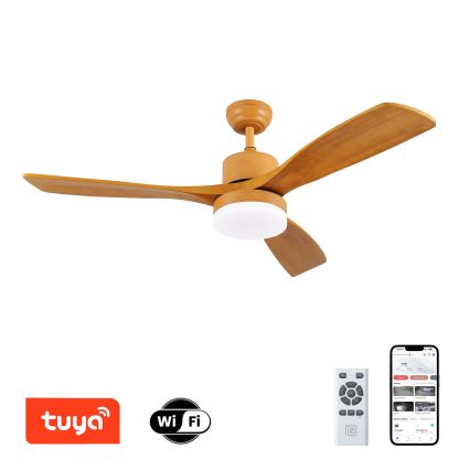 ZEVENTI - Ventilador de techo LED regulable MARE LED/24W/230V 3000-6000K Wi-Fi Tuya roble + control remoto