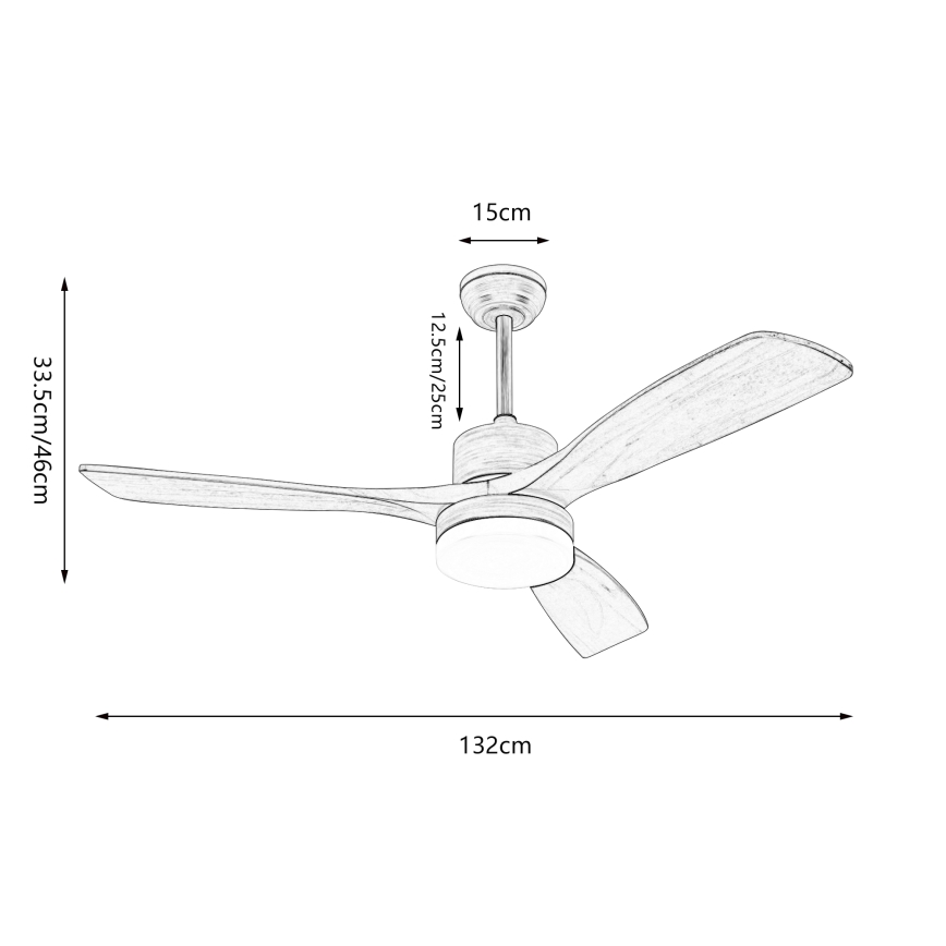 ZEVENTI - Ventilador de techo LED regulable MARE LED/24W/230V 3000-6000K Wi-Fi Tuya roble + control remoto