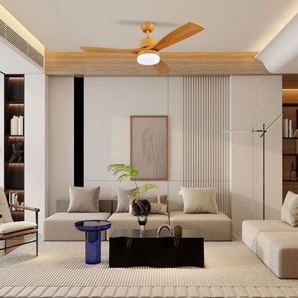 ZEVENTI - Ventilador de techo LED MARE LED/24W/230V 3000/4000/6000K Wi-Fi Tuya roble + mando a distancia