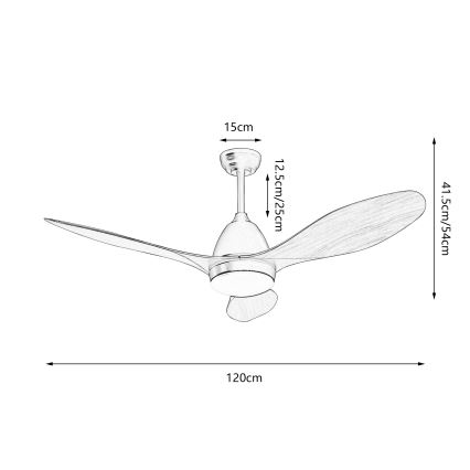 ZEVENTI - Ventilador de techo LED MURO LED/18W/230V 3000/4000/6000K Wi-Fi Tuya negro + control remoto