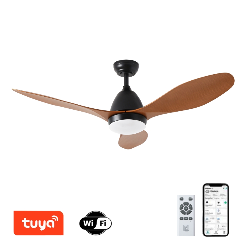 ZEVENTI - Ventilador de techo LED MURO LED/18W/230V 3000-6000K Wi-Fi Tuya negro + mando a distancia