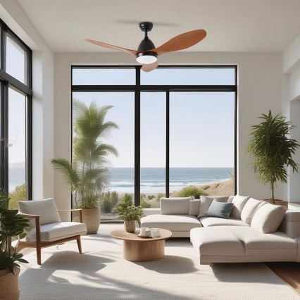 ZEVENTI - Ventilador de techo LED MURO LED/18W/230V 3000-6000K Wi-Fi Tuya negro + mando a distancia