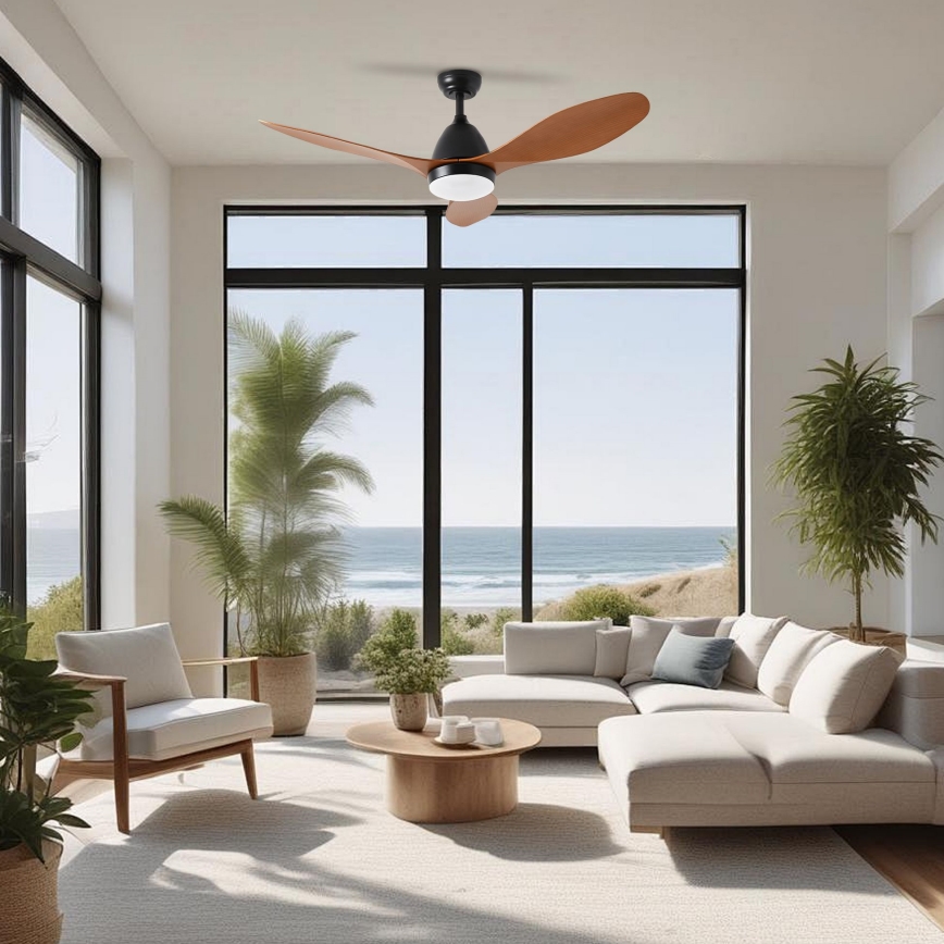 ZEVENTI - Ventilador de techo LED MURO LED/18W/230V 3000-6000K Wi-Fi Tuya negro + mando a distancia