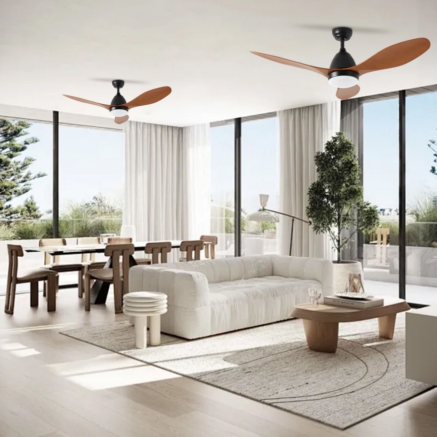 ZEVENTI - Ventilador de techo LED MURO LED/18W/230V 3000-6000K Wi-Fi Tuya negro + mando a distancia