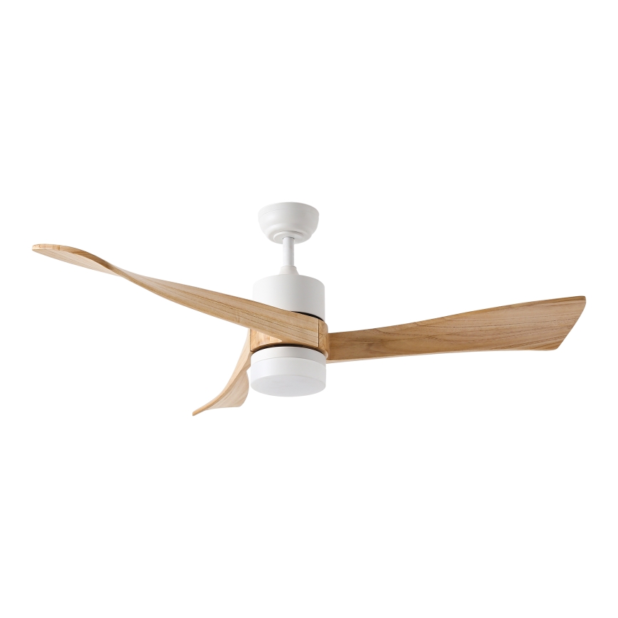 ZEVENTI - Ventilador de techo LED regulable NATURITO LED/18W/230V 3000-6000K Wi-Fi Tuya blanco/roble + control remoto