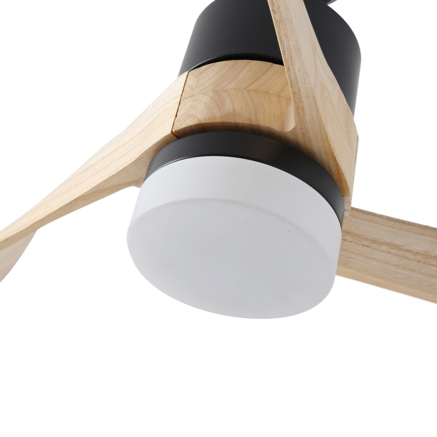ZEVENTI - Ventilador de techo LED regulable NATURITO LED/18W/230V 3000-6000K Wi-Fi Tuya negro/roble + control remoto