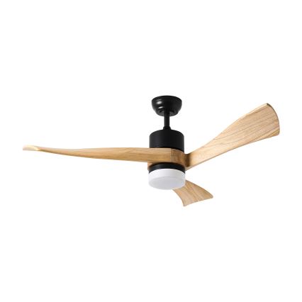 ZEVENTI - Ventilador de techo LED NATURITO LED/18W/230V 3000/4000/6000K Wi-Fi Tuya negro/roble + mando a distancia