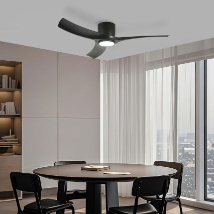 ZEVENTI - Ventilador de techo LED regulable ORBITO LED/24W/230V 3000/4000/6000K Wi-Fi Tuya negro + mando a distancia
