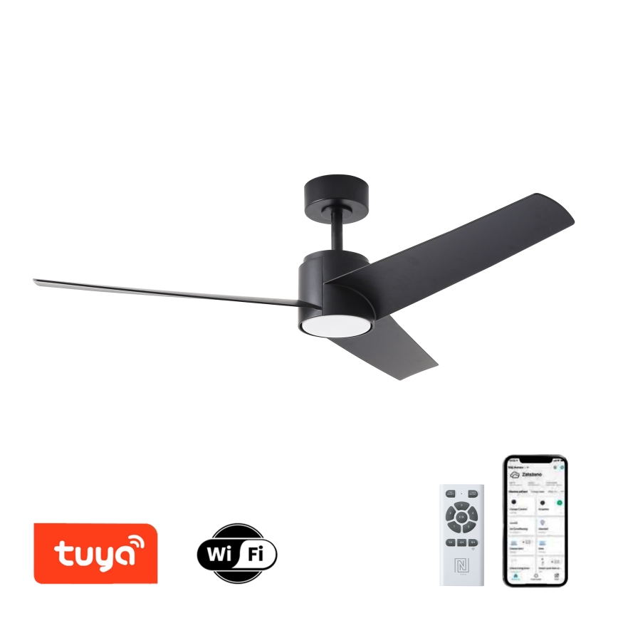 ZEVENTI - Ventilador de techo LED ORVIETO LED/18W/230V 3000-6000K Wi-Fi Tuya negro + mando a distancia