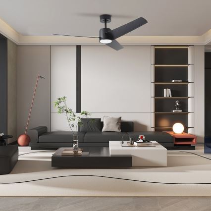 ZEVENTI - Ventilador de techo LED ORVIETO LED/18W/230V 3000-6000K Wi-Fi Tuya negro + mando a distancia