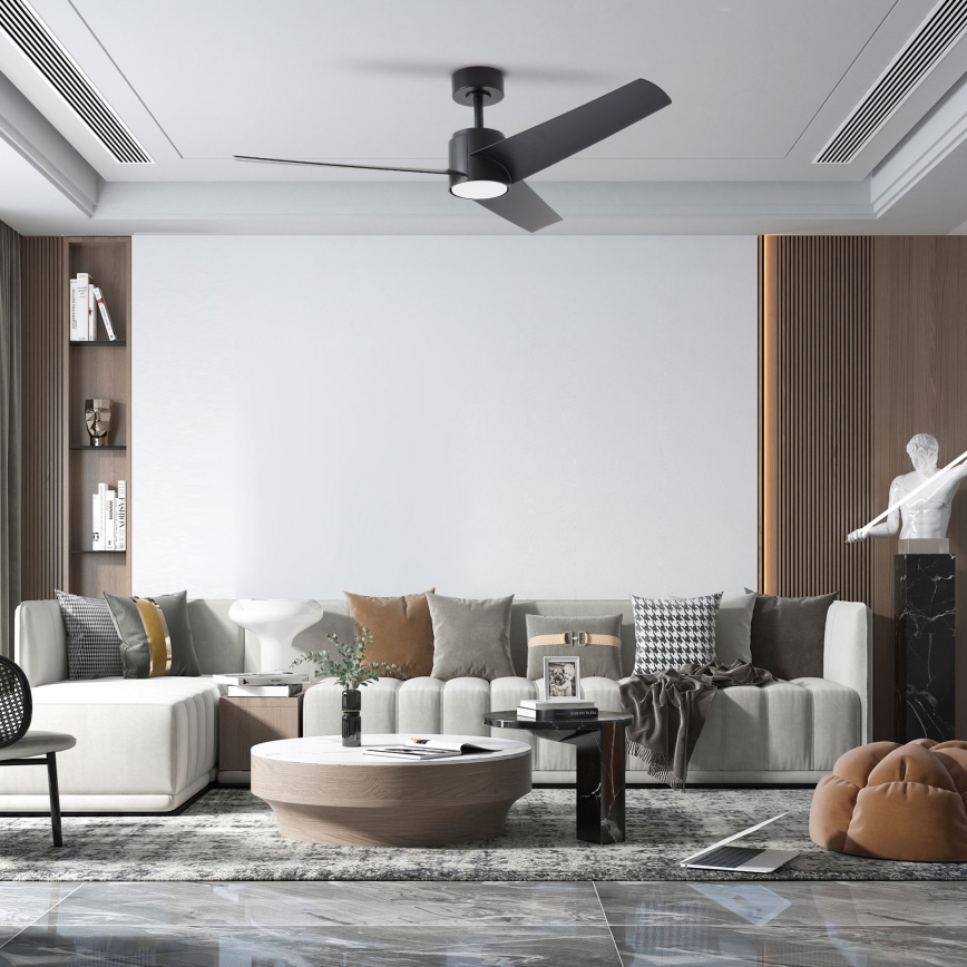 ZEVENTI - Ventilador de techo LED ORVIETO LED/18W/230V 3000/4000/6000K Wi-Fi Tuya negro + control remoto