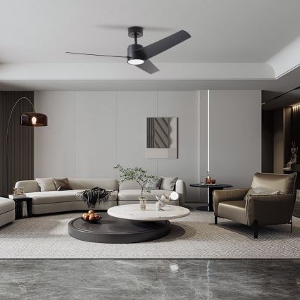 ZEVENTI - Ventilador de techo LED ORVIETO LED/18W/230V 3000/4000/6000K Wi-Fi Tuya negro + control remoto