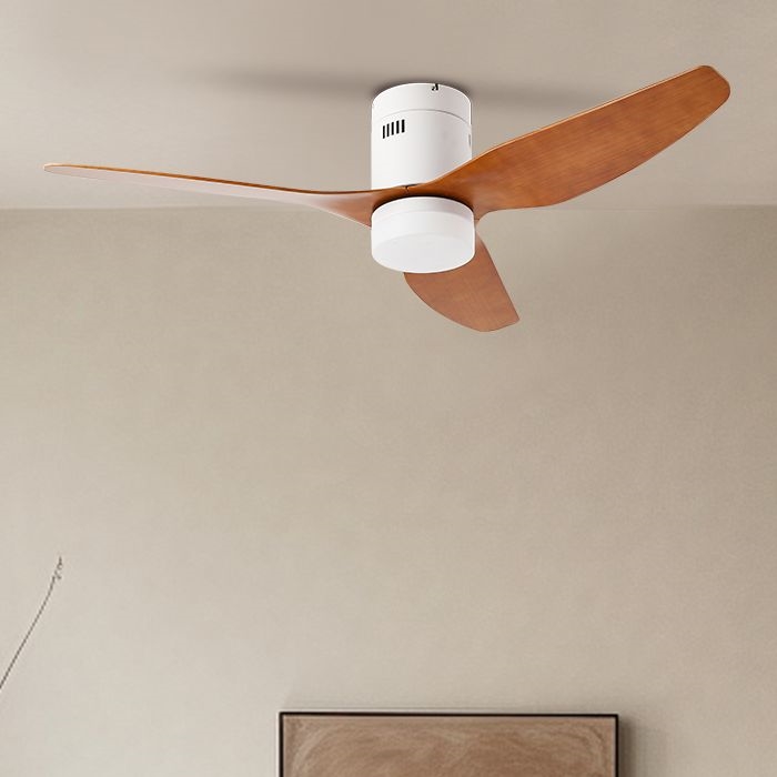 ZEVENTI - Ventilador de techo LED PADUA LED/18W/230V 3000/4000/6000K Wi-Fi Tuya blanco/marrón + mando a distancia