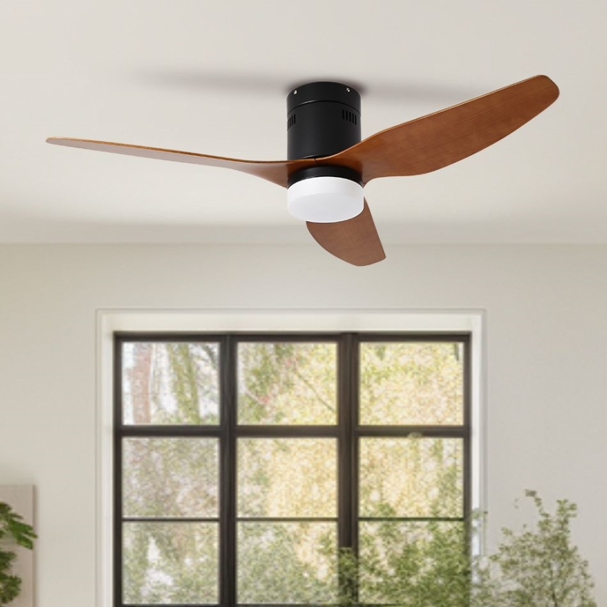 ZEVENTI - Ventilador de techo LED PADUA LED/18W/230V 3000/4000/6000K Wi-Fi Tuya negro/marrón + mando a distancia