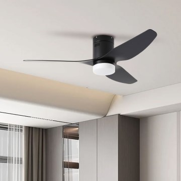 ZEVENTI - Ventilador de techo LED PADUA LED/18W/230V 3000-6000K Wi-Fi Tuya negro + mando a distancia