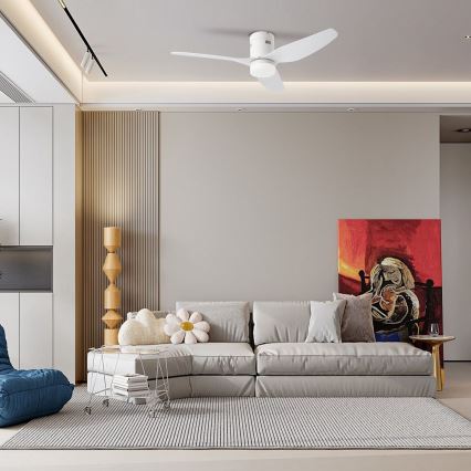ZEVENTI - Ventilador de techo LED PADUA LED/18W/230V 3000-6000K Wi-Fi Tuya blanco + mando a distancia