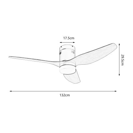 ZEVENTI - Ventilador de techo LED PADUA LED/18W/230V 3000/4000/6000K Wi-Fi Tuya blanco/marrón + mando a distancia