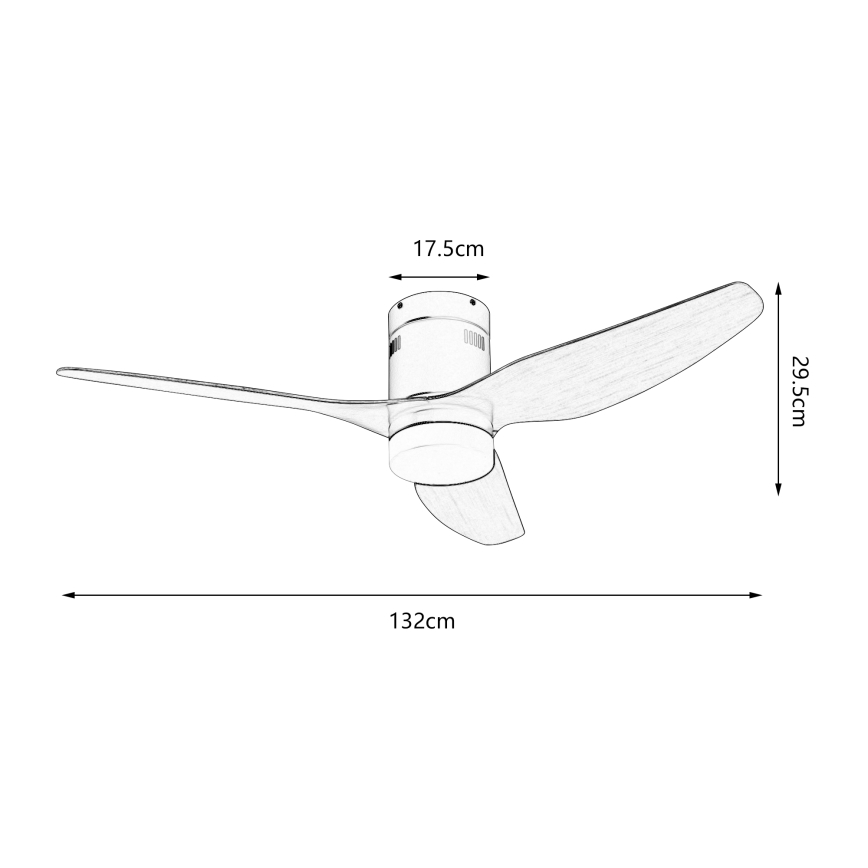 ZEVENTI - Ventilador de techo LED PADUA LED/18W/230V 3000/4000/6000K Wi-Fi Tuya blanco/marrón + mando a distancia