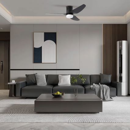 ZEVENTI - Ventilador de techo LED regulable PADUA LED/18W/230V 3000-6000K Wi-Fi Tuya negro + control remoto