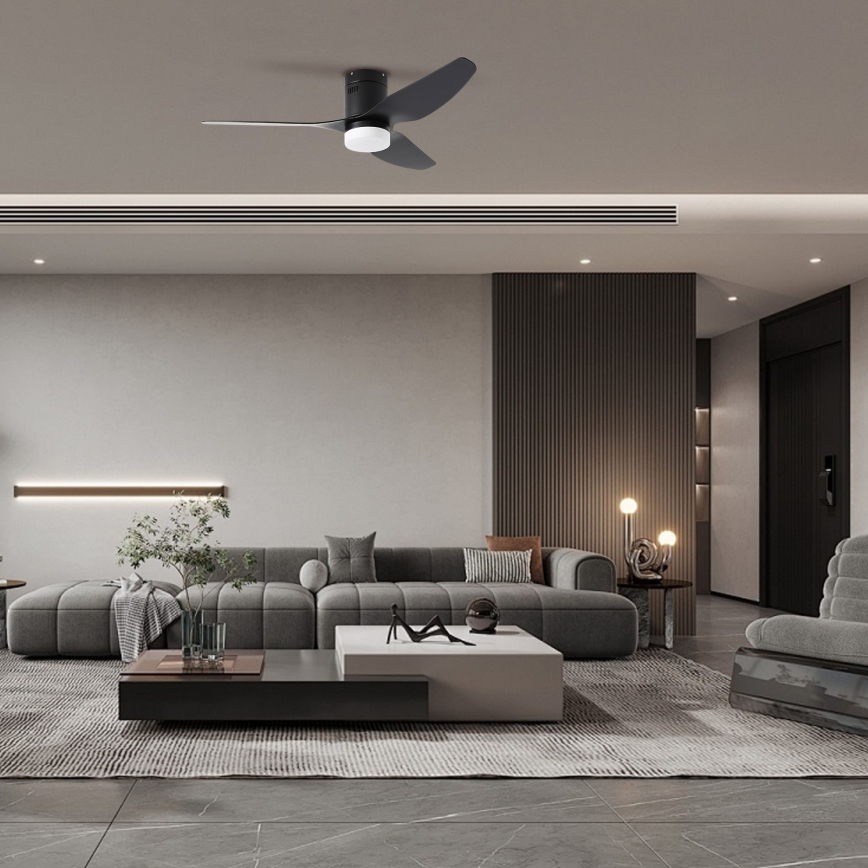 ZEVENTI - Ventilador de techo LED PADUA LED/18W/230V 3000/4000/6000K Wi-Fi Tuya negro + mando a distancia