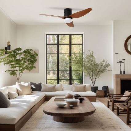 ZEVENTI - Ventilador de techo LED PADUA LED/18W/230V 3000/4000/6000K Wi-Fi Tuya negro/marrón + mando a distancia