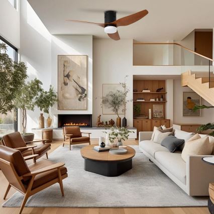 ZEVENTI - Ventilador de techo LED PADUA LED/18W/230V 3000/4000/6000K Wi-Fi Tuya negro/marrón + mando a distancia