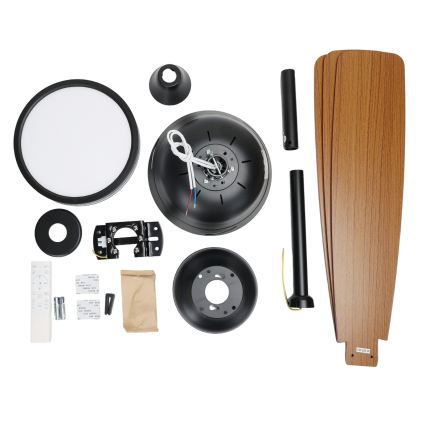 ZEVENTI - Ventilador de techo LED regulable ULUWATU LED/20W/230V 2700-6500K 132 cm marrón + mando a distancia