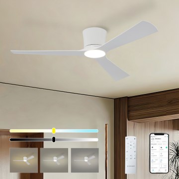 ZEVENTI - Ventilador de techo LED regulable AUREX LED/24W/230V 3000/4000/6000K Wi-Fi Tuya blanco + mando a distancia