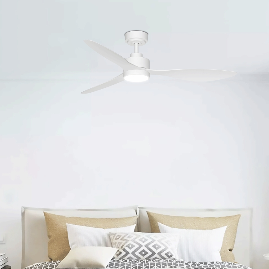ZEVENTI - Ventilador de techo LED regulable ULUWATU LED/20W/230V 2700-6500K 132cm blanco + mando a distancia