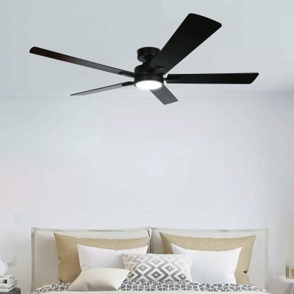 ZEVENTI - Ventilador de techo con luz LED regulable WAIKIKI LED/20W/230V 2700-6500K 132 cm negro + control remoto