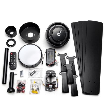 ZEVENTI - Ventilador de techo con luz LED regulable WAIKIKI LED/20W/230V 2700-6500K 132 cm negro + control remoto