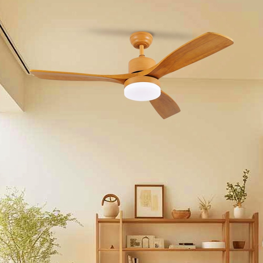 ZEVENTI - Ventilador de techo LED regulable MARE LED/24W/230V 3000-6000K Wi-Fi Tuya roble + control remoto