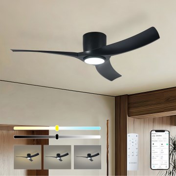 ZEVENTI - Ventilador de techo LED regulable ORBITO LED/24W/230V 3000/4000/6000K Wi-Fi Tuya negro + mando a distancia