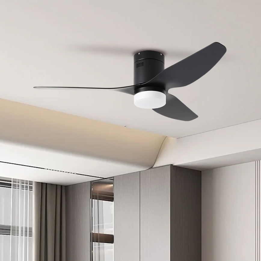 ZEVENTI - Ventilador de techo LED regulable PADUA LED/18W/230V 3000-6000K Wi-Fi Tuya negro + control remoto