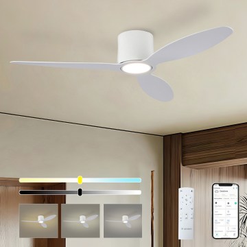 ZEVENTI - Ventilador de techo LED regulable VENTORA LED/24W/230V 3000/4000/6000K Wi-Fi Tuya blanco + mando a distancia