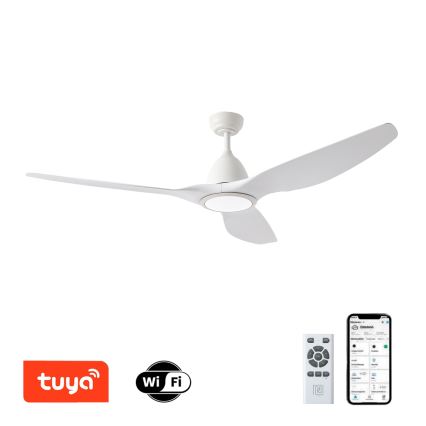 ZEVENTI - Ventilador de techo LED URBINO LED/20W/230V 3000/4000/6000K Wi-Fi Tuya blanco + mando a distancia
