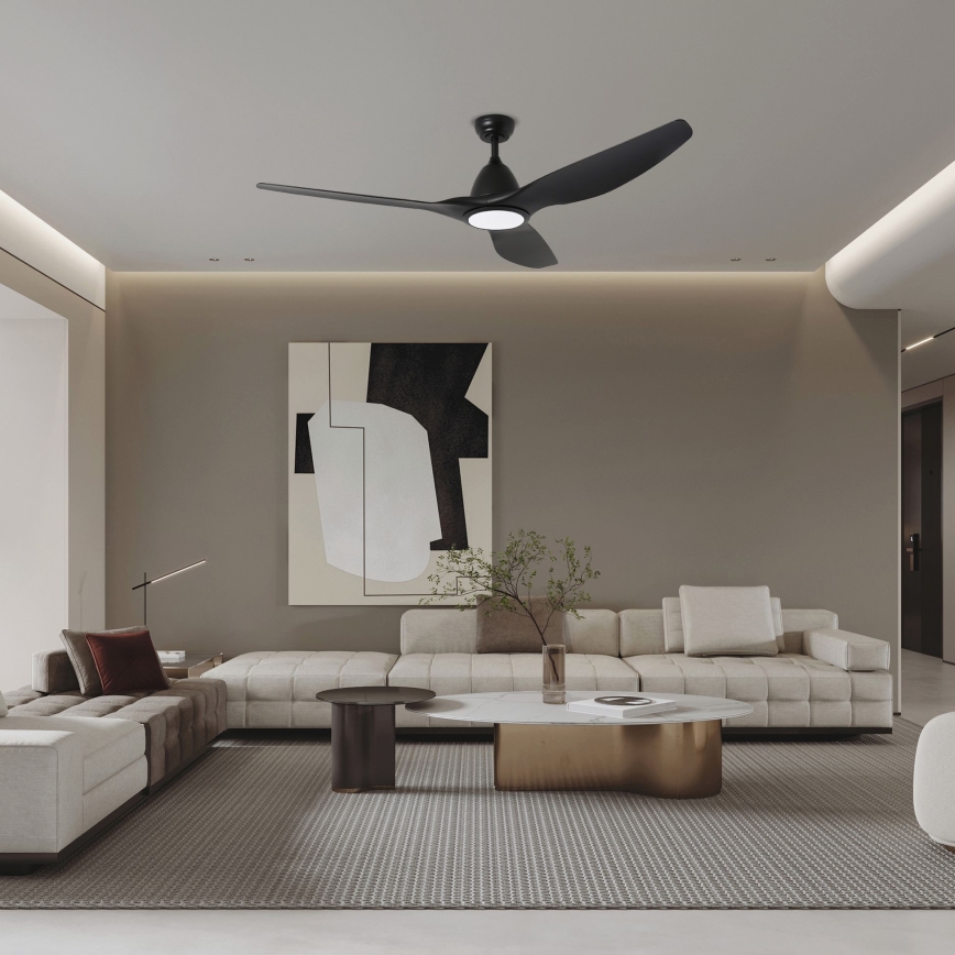 ZEVENTI - Ventilador de techo LED URBINO LED/20W/230V 3000-6000K Wi-Fi Tuya negro + mando a distancia