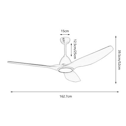 ZEVENTI - Ventilador de techo LED URBINO LED/20W/230V 3000-6000K Wi-Fi Tuya negro + mando a distancia