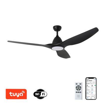 ZEVENTI - Ventilador de techo LED URBINO LED/20W/230V 3000/4000/6000K Wi-Fi Tuya negro + mando a distancia