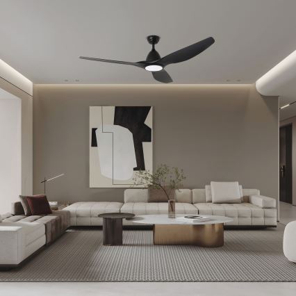 ZEVENTI - Ventilador de techo LED URBINO LED/20W/230V 3000/4000/6000K Wi-Fi Tuya negro + mando a distancia