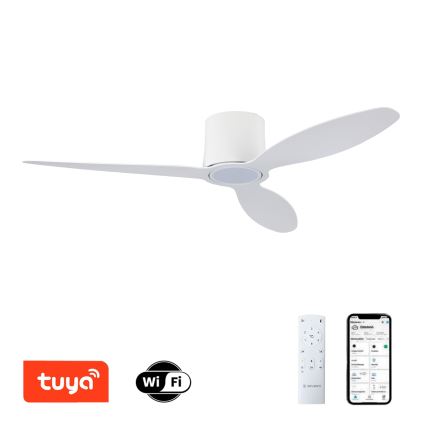 ZEVENTI - Ventilador de techo LED regulable VENTORA LED/24W/230V 3000/4000/6000K Wi-Fi Tuya blanco + mando a distancia