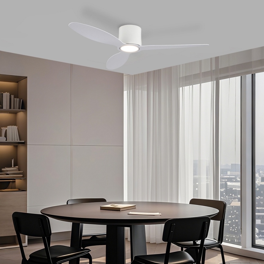 ZEVENTI - Ventilador de techo LED regulable VENTORA LED/24W/230V 3000/4000/6000K Wi-Fi Tuya blanco + mando a distancia