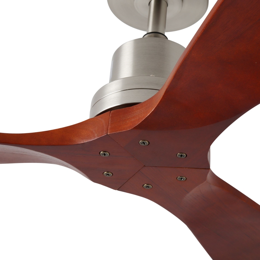 ZEVENTI - Ventilador de techo LIONI Wi-Fi Tuya cromo mate/roble + control remoto