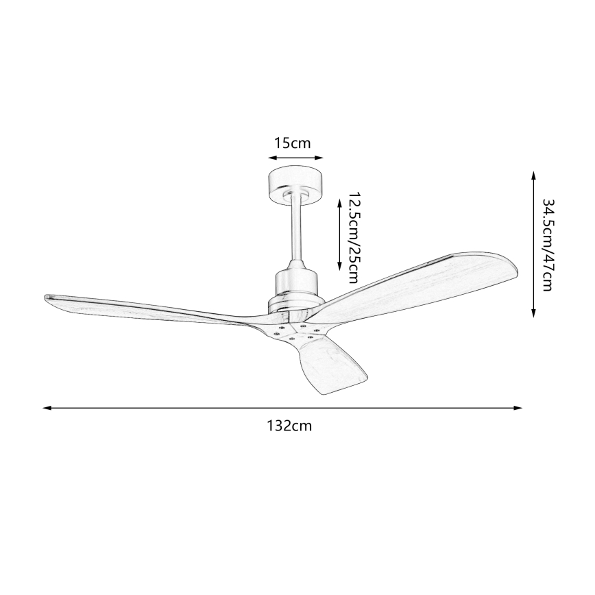 ZEVENTI - Ventilador de techo LIONI Wi-Fi Tuya negro/roble + control remoto