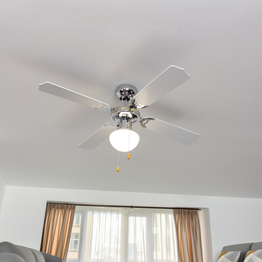 ZEVENTI - Ventilador de techo NAVAGIO 1xE27/60W/230V negro/blanco