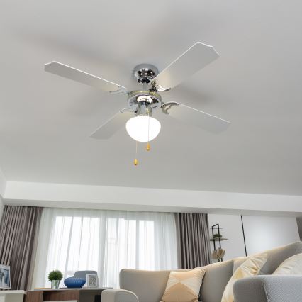 ZEVENTI - Ventilador de techo NAVAGIO 1xE27/60W/230V negro/blanco