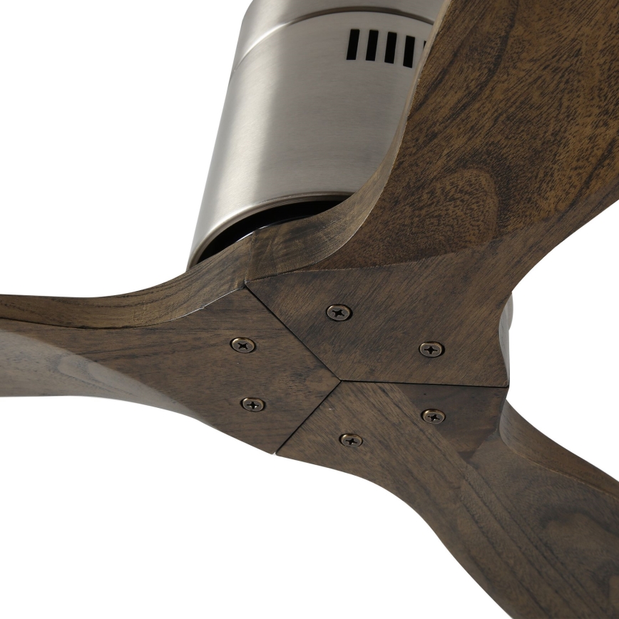 ZEVENTI - Ventilador de techo SPELLO Wi-Fi Tuya cromo mate/roble + mando a distancia