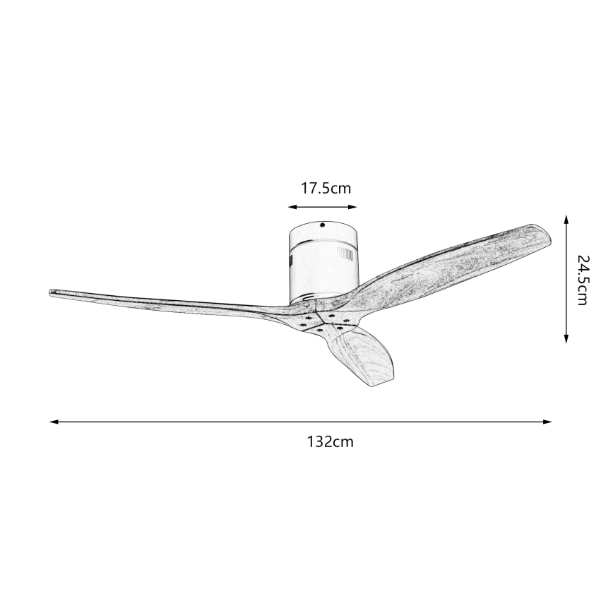 ZEVENTI - Ventilador de techo SPELLO Wi-Fi Tuya cromo mate/roble + mando a distancia