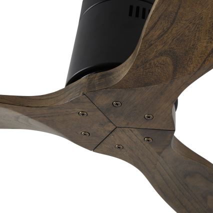 ZEVENTI - Ventilador de techo SPELLO Wi-Fi Tuya negro/roble + mando a distancia