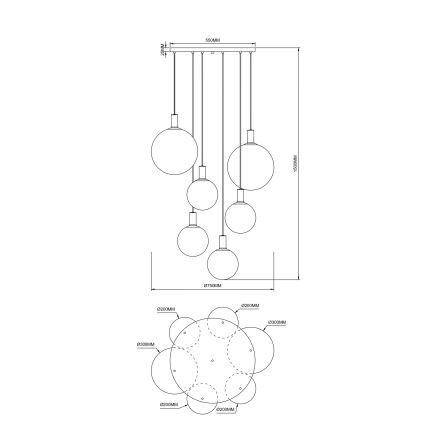 Zuma Line - Lámpara colgante suspendida por cable 6xE27/25W/230V, diámetro 75 cm, dorada/negra